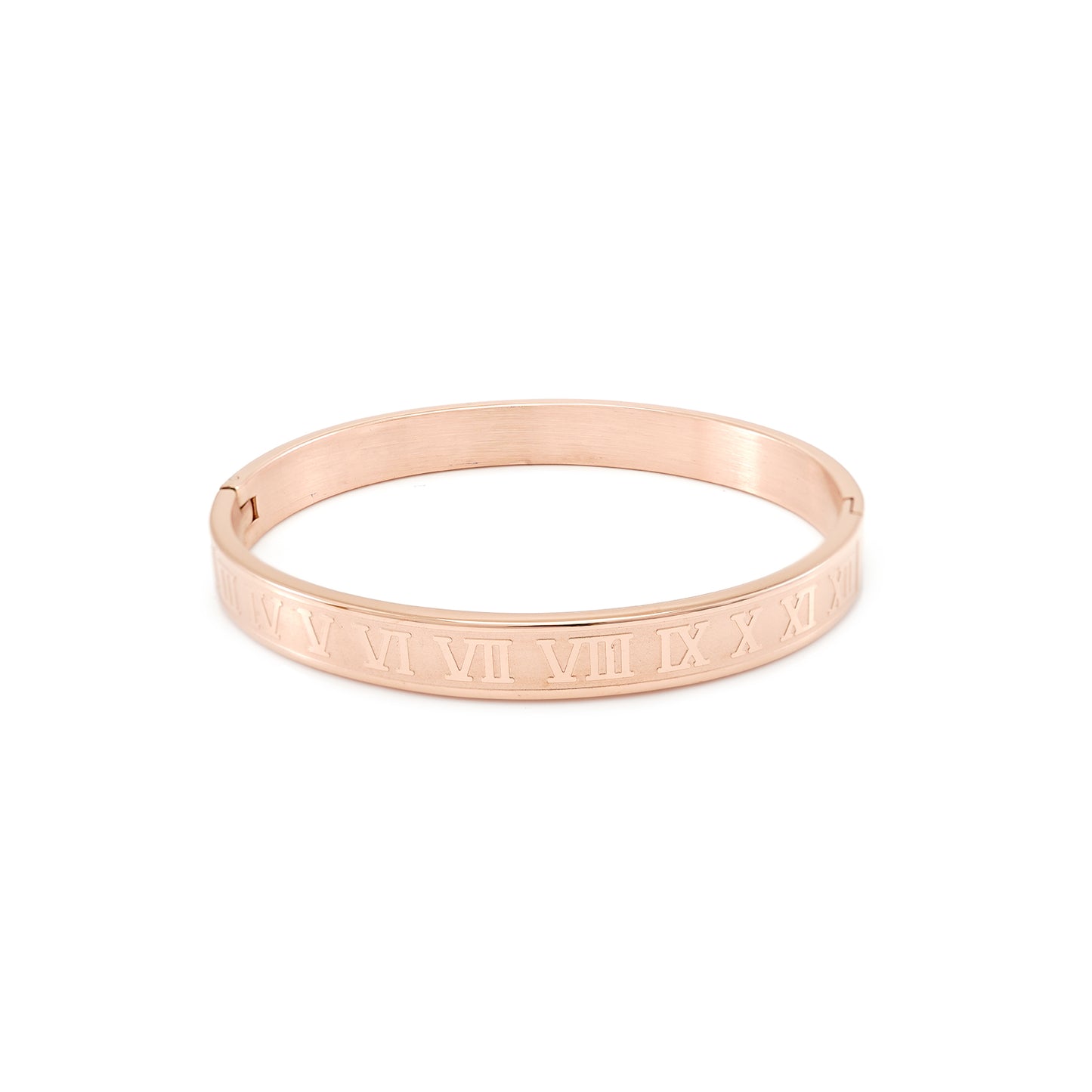 Armreif mit römischen Zahlen in Edelstahl rose vergoldet