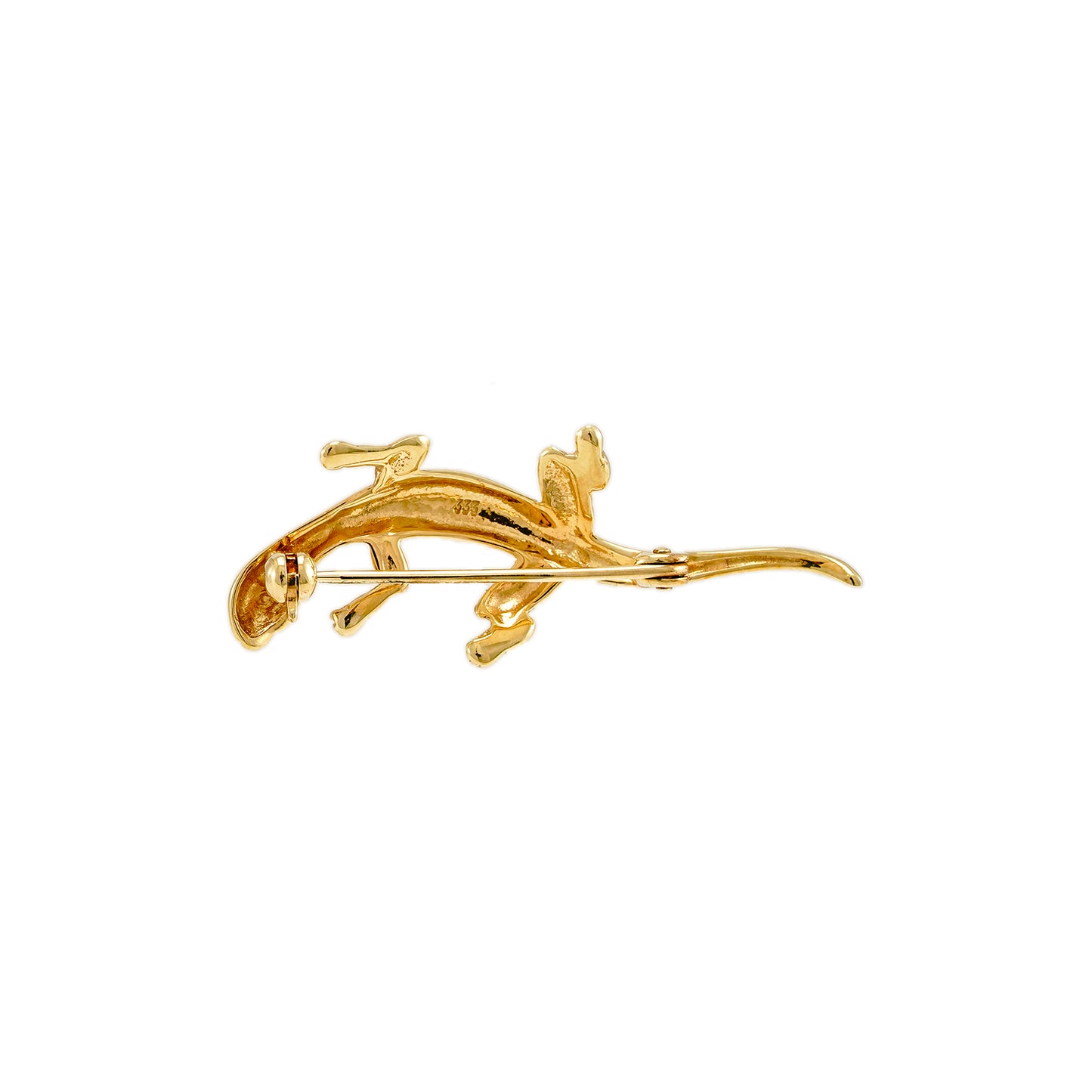 Salamander Brosche Diamant Gelbgold Weißgold 8K Damenschmuck Eidechse