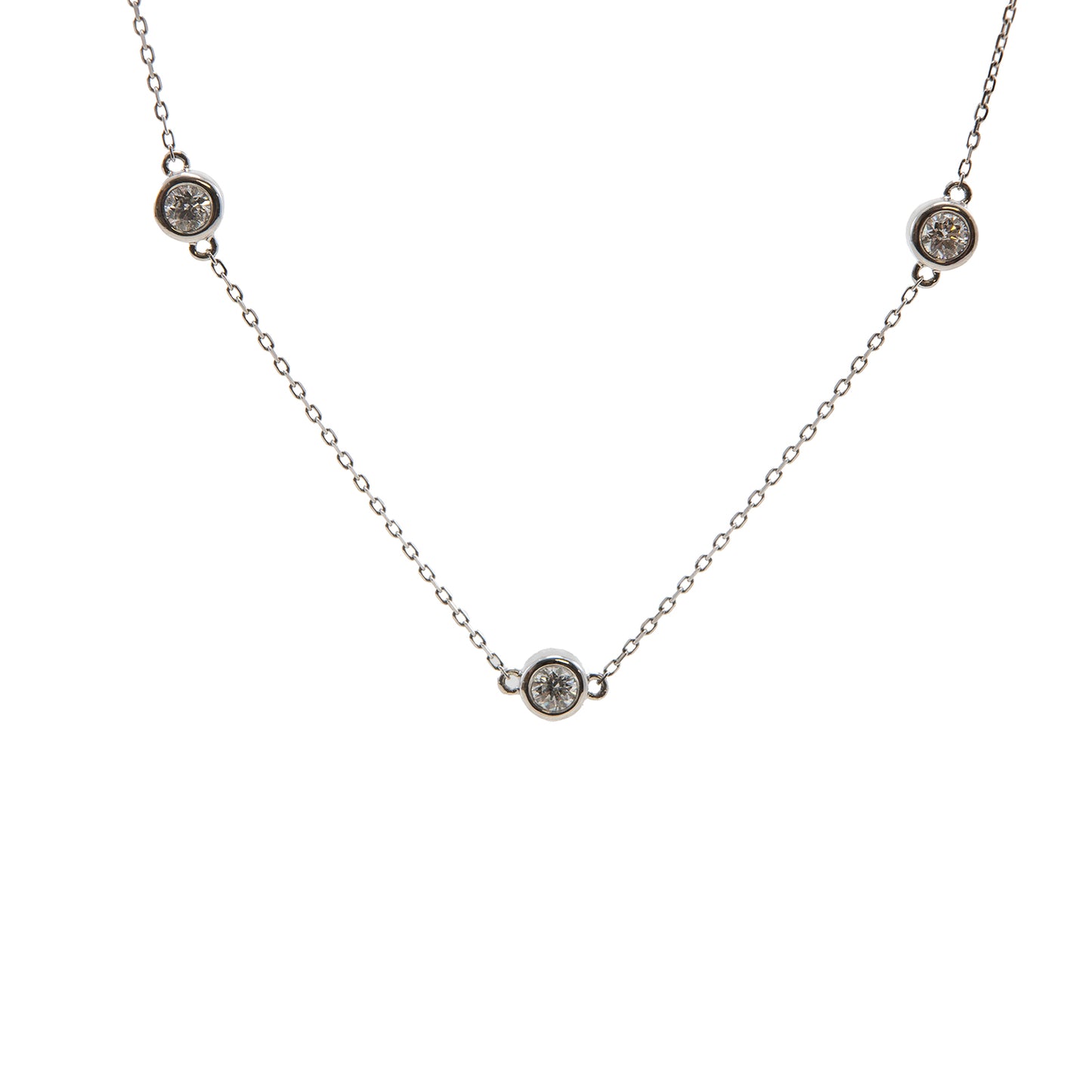 Diamond necklace brilliant chain white gold 750 18K women's jewelry gold chain necklace