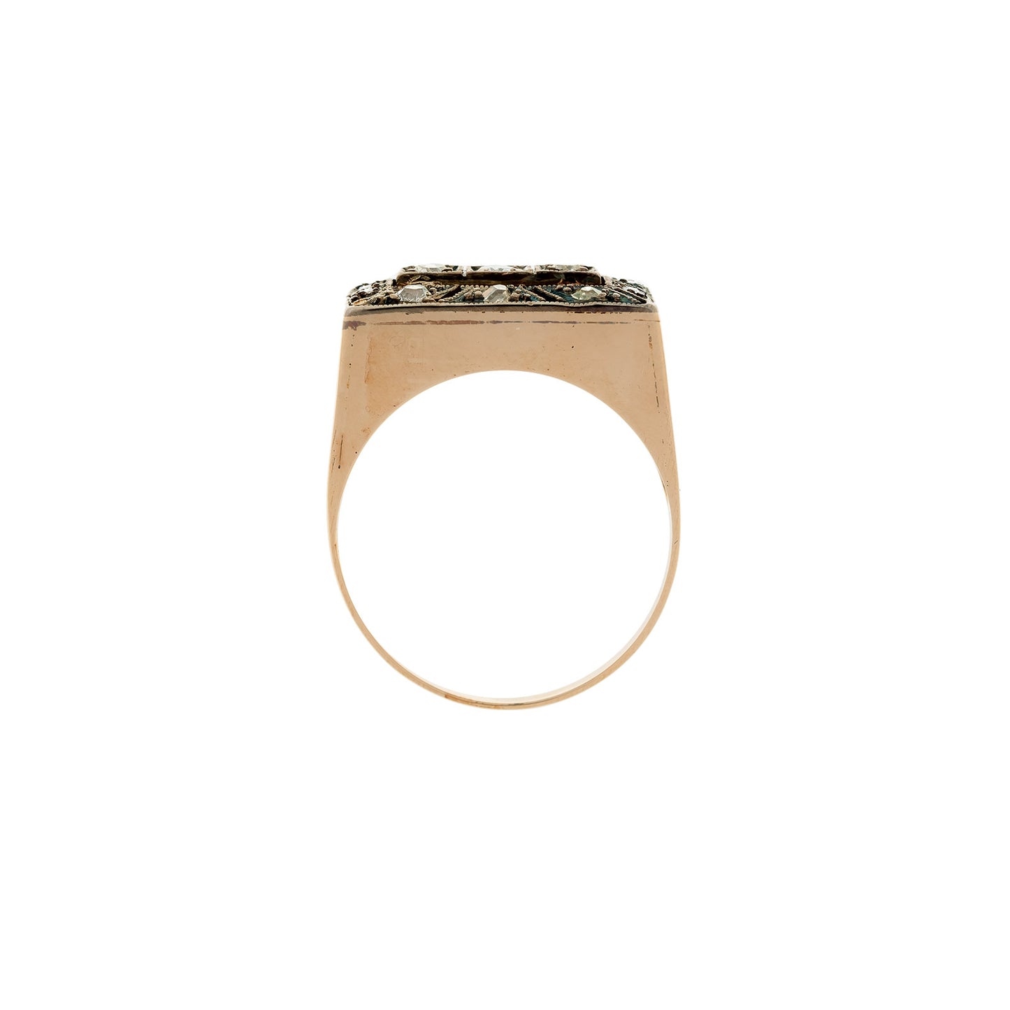 Vintage Diamant Ring Gelbgold 14K geschwärzt Herrenschmuck Damenschmuck