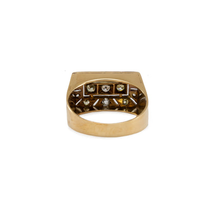 Vintage Diamant Ring Gelbgold 14K geschwärzt Herrenschmuck Damenschmuck