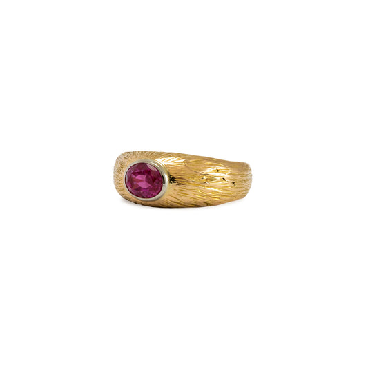 Edelsteinring Rubin Gelbgold 18K Damenschmuck Herrenschmuck Goldring gemstone ring