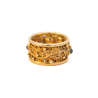 Vintage Bandring Diamant Tahitiperle Gelbgold 18K 750 Damenschmuck Goldring