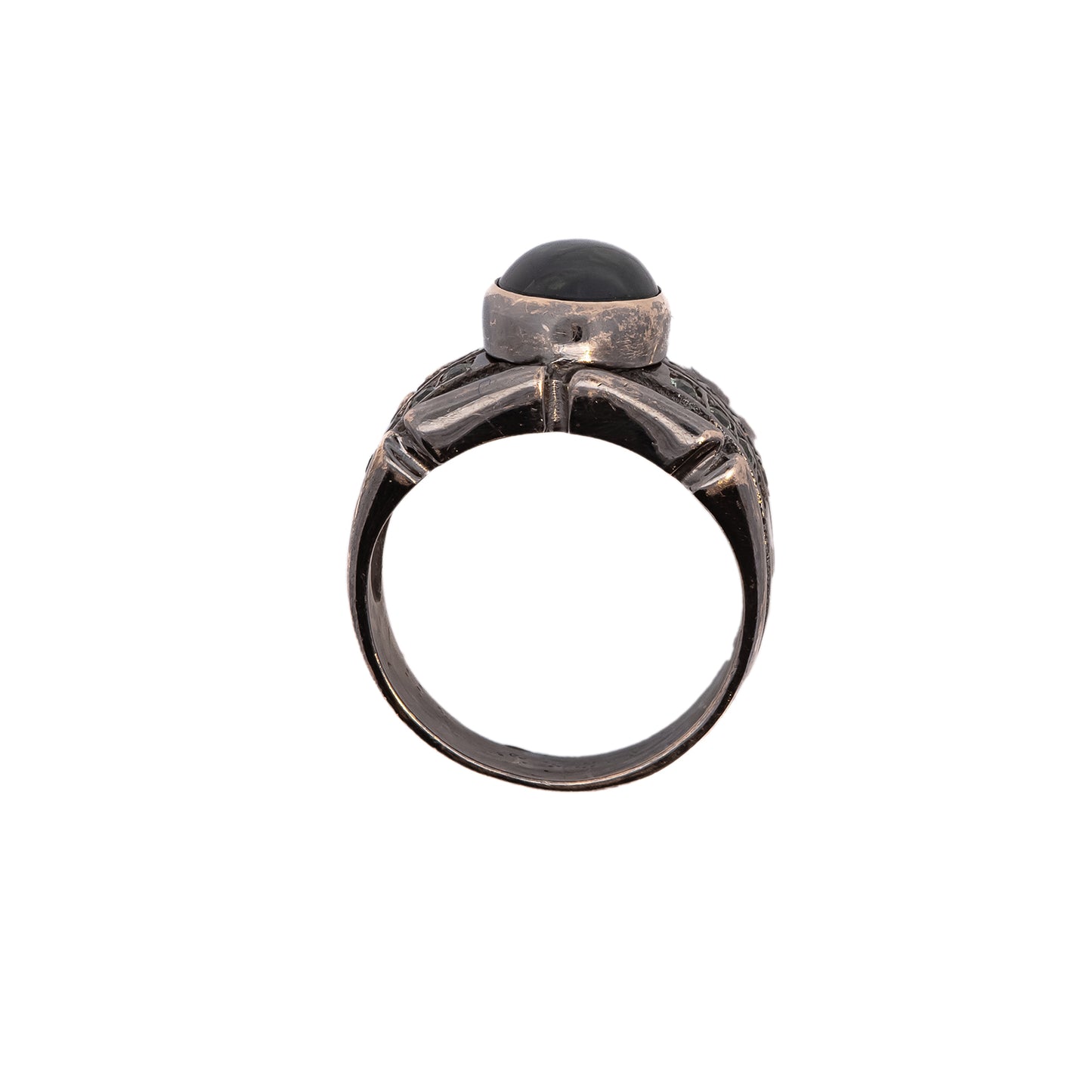 Bicolor Edelstein Ring geschwärzt Sternsaphir Topas 585 14K Damenring Herrenring