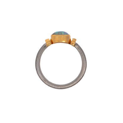 Edelstein Ring Opal Weissgold Gelbgold 18K Bandring  Damenschmuck Goldring