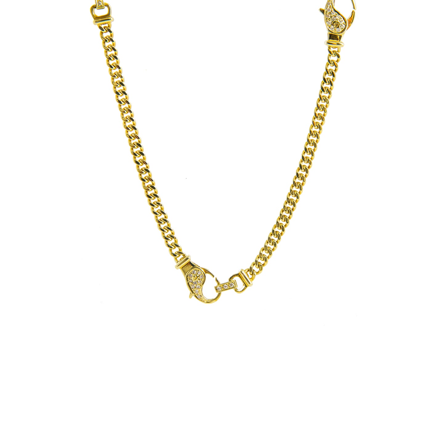 Panzer Kette variabel Diamantschliesse Gelbgold 14K 585 Set Herrenschmuck Damenschmuck