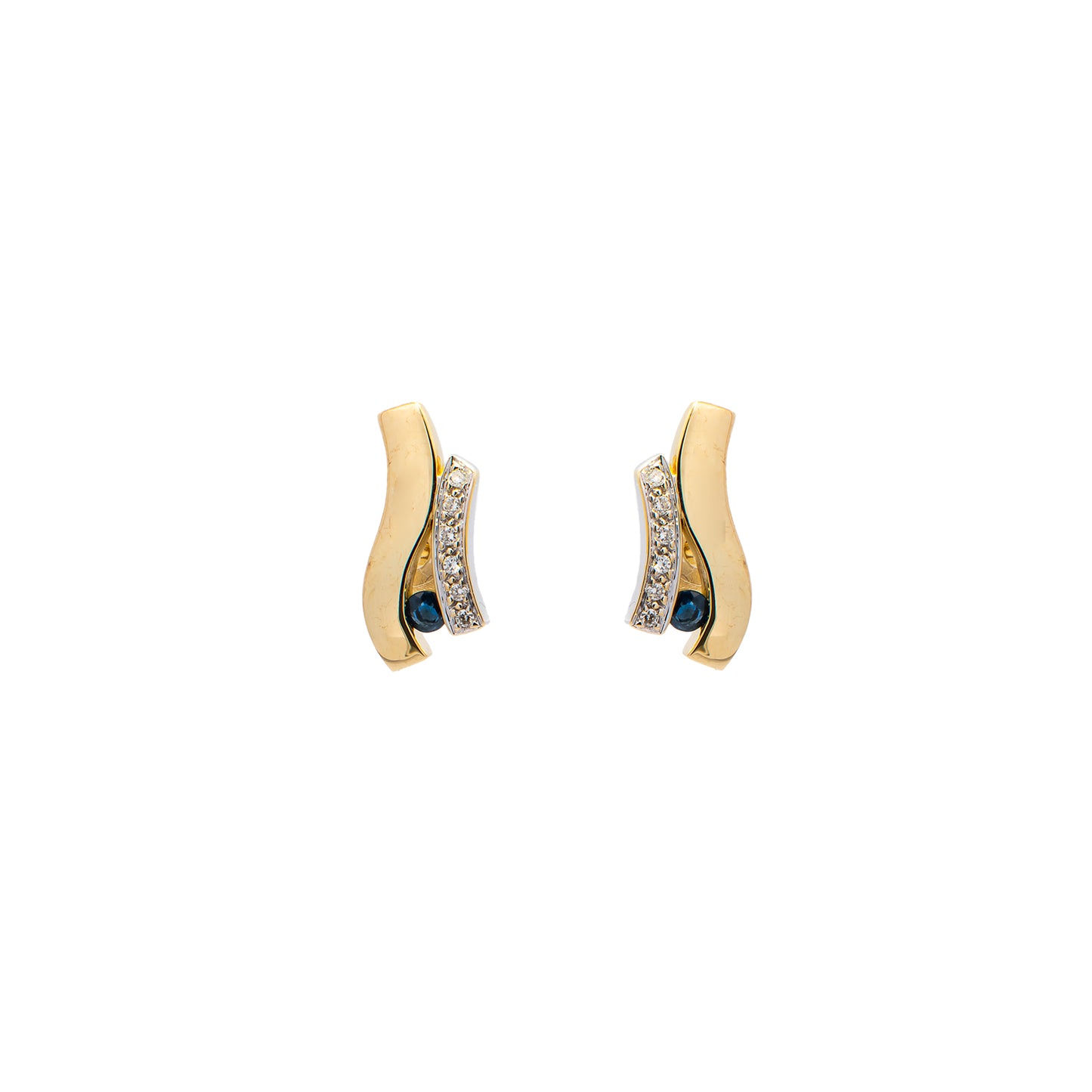 Diamant Ohrstecker Saphir Bicolor Gelbgold