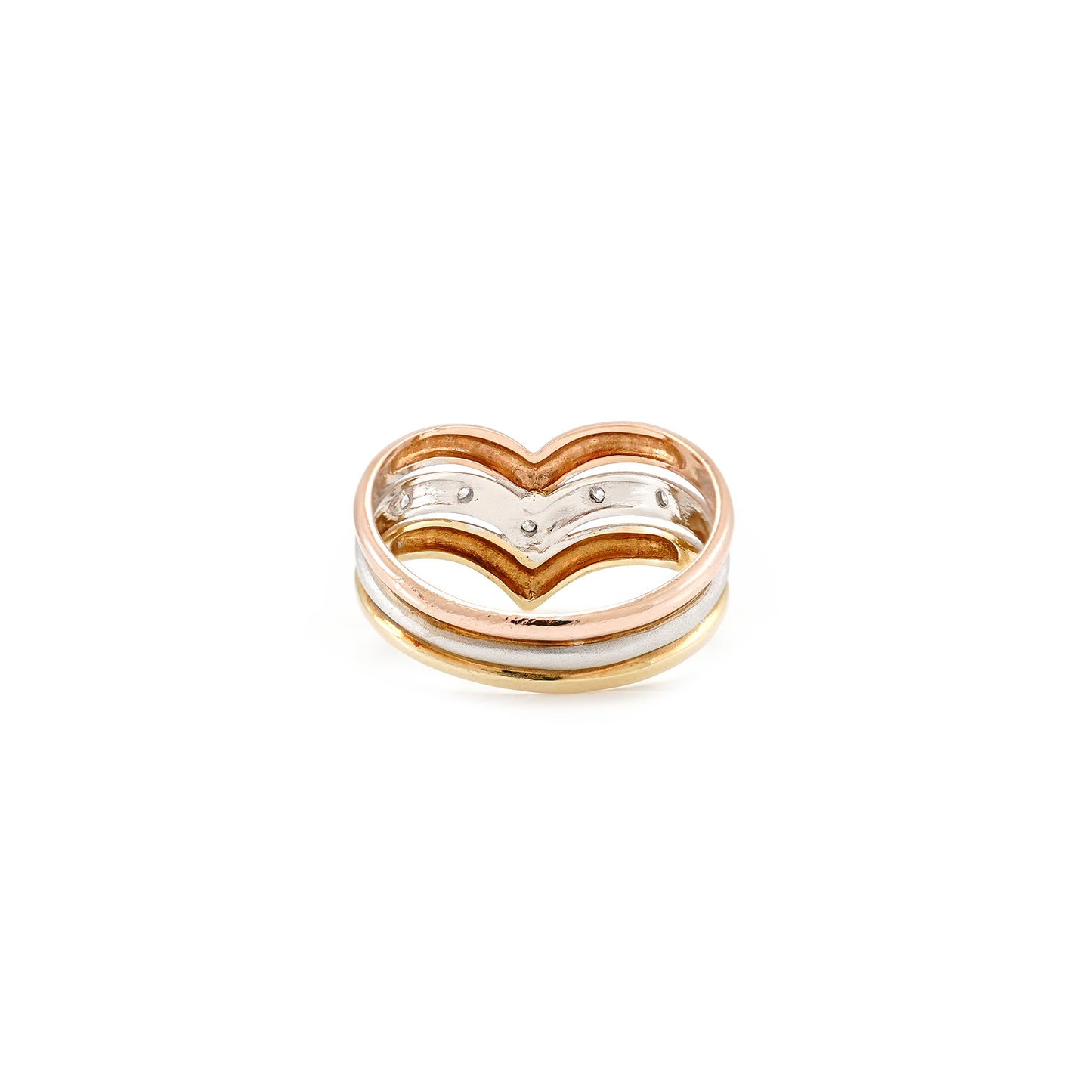 Tricolor Ring Zirkonia Rosegold Weißgold Gelbgold 14K Damenschmuck Goldring