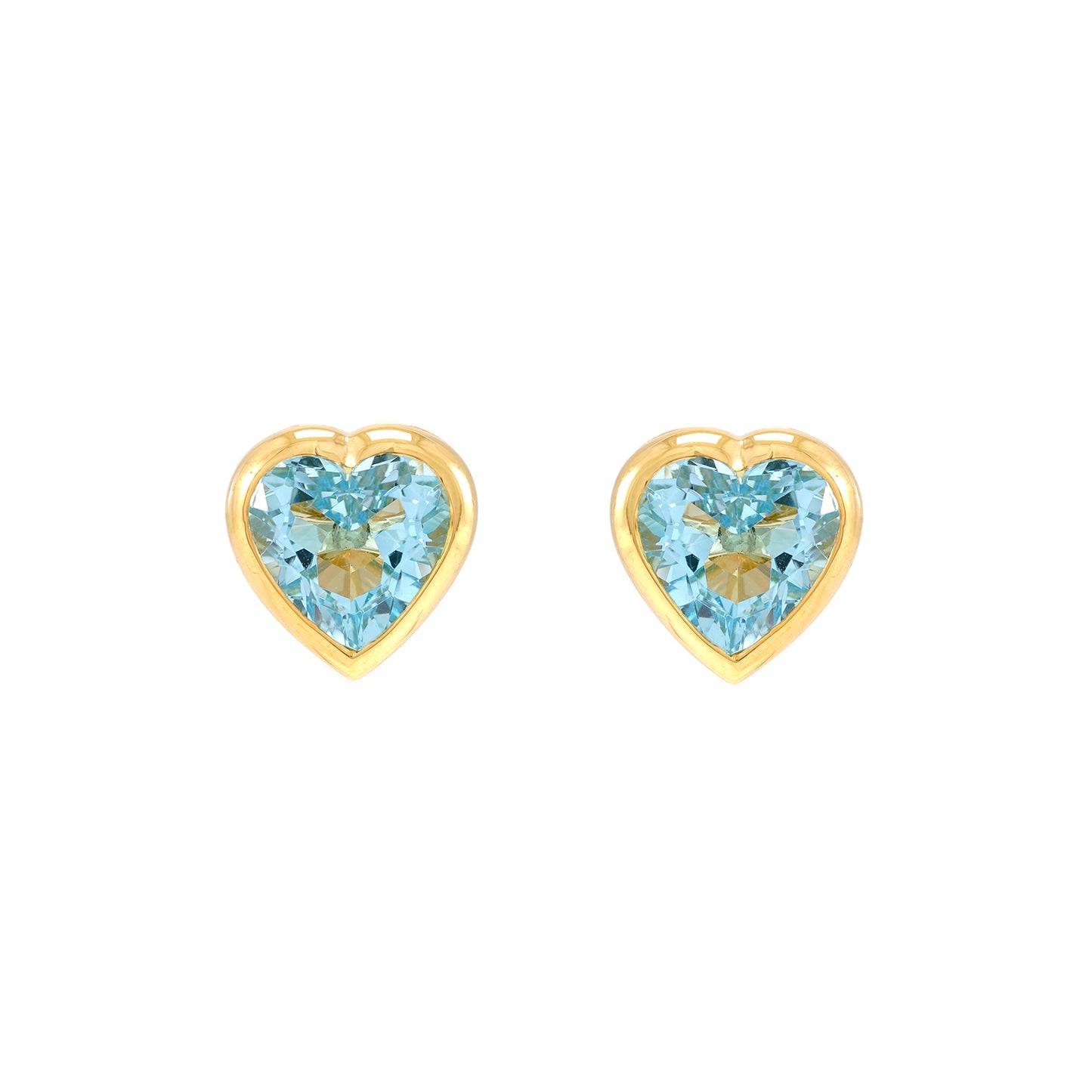 HERZ Ohrstecker Blautopas Gelbgold 18K Gold 750 Ohrschmuck Goldohrringe Edelsteinschmuck Set