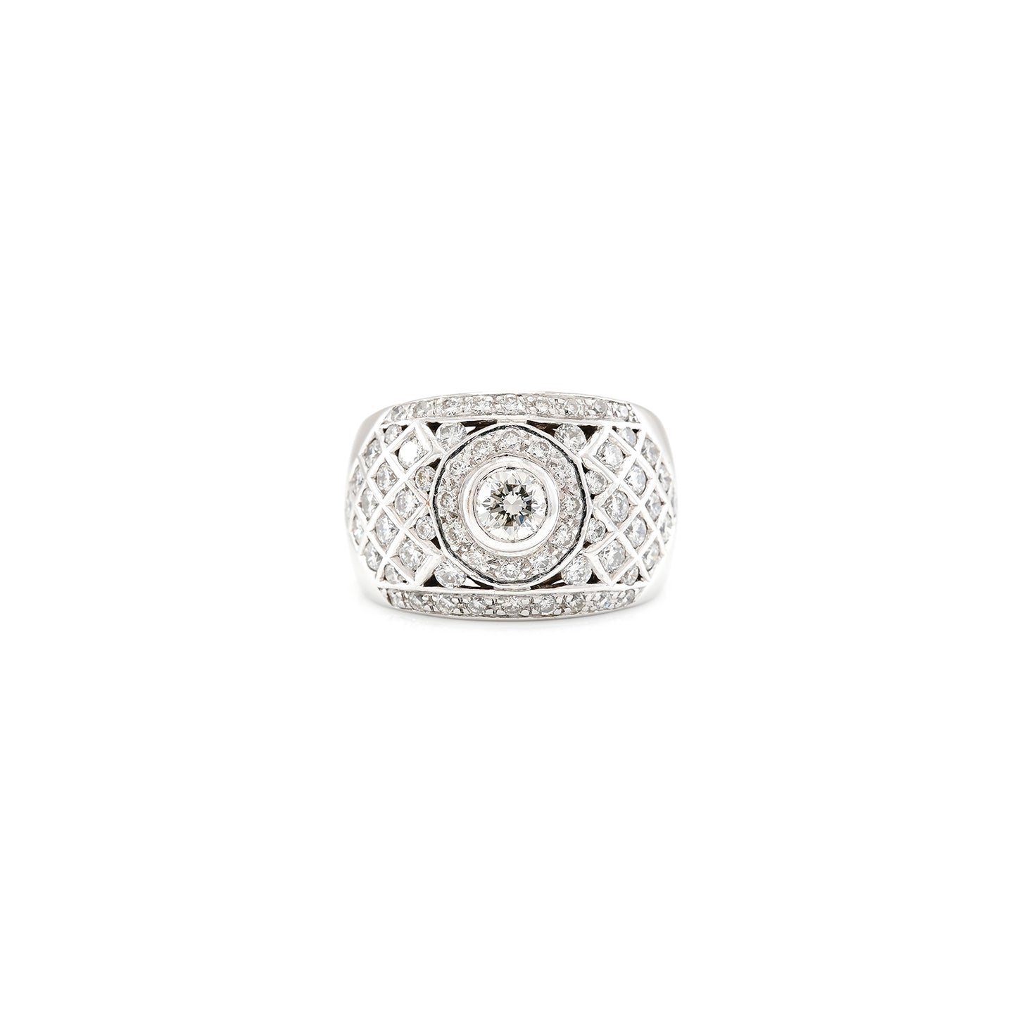 Cocktail ring with diamond in white gold 750 18K women's jewelry gold ring diamond ring