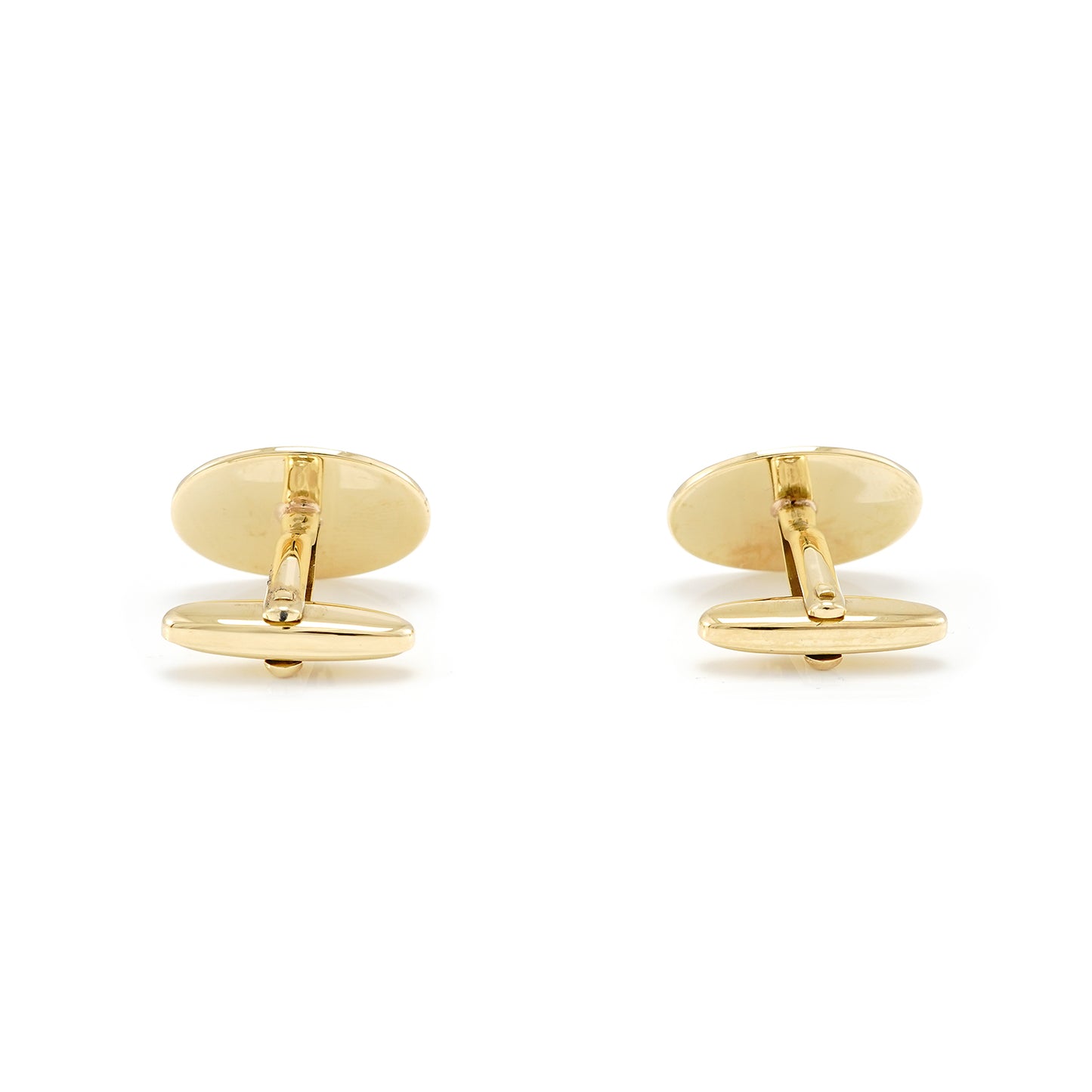 Elegant cufflinks oval yellow gold 585 14K men's jewelry
