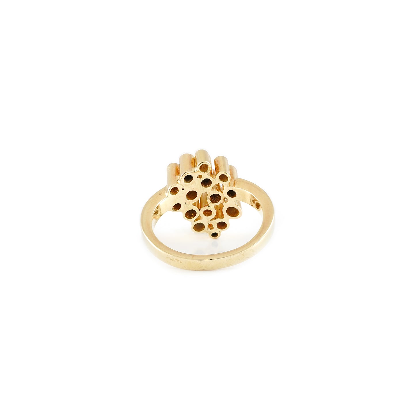 Statement ring diamond sapphire yellow gold 14K 585 gold ring women's jewelry diamond ring