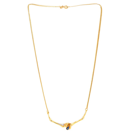 Collier Saphir Diamant Brillant Gelbgold 585 14K Damenschmuck Halskette Goldkette