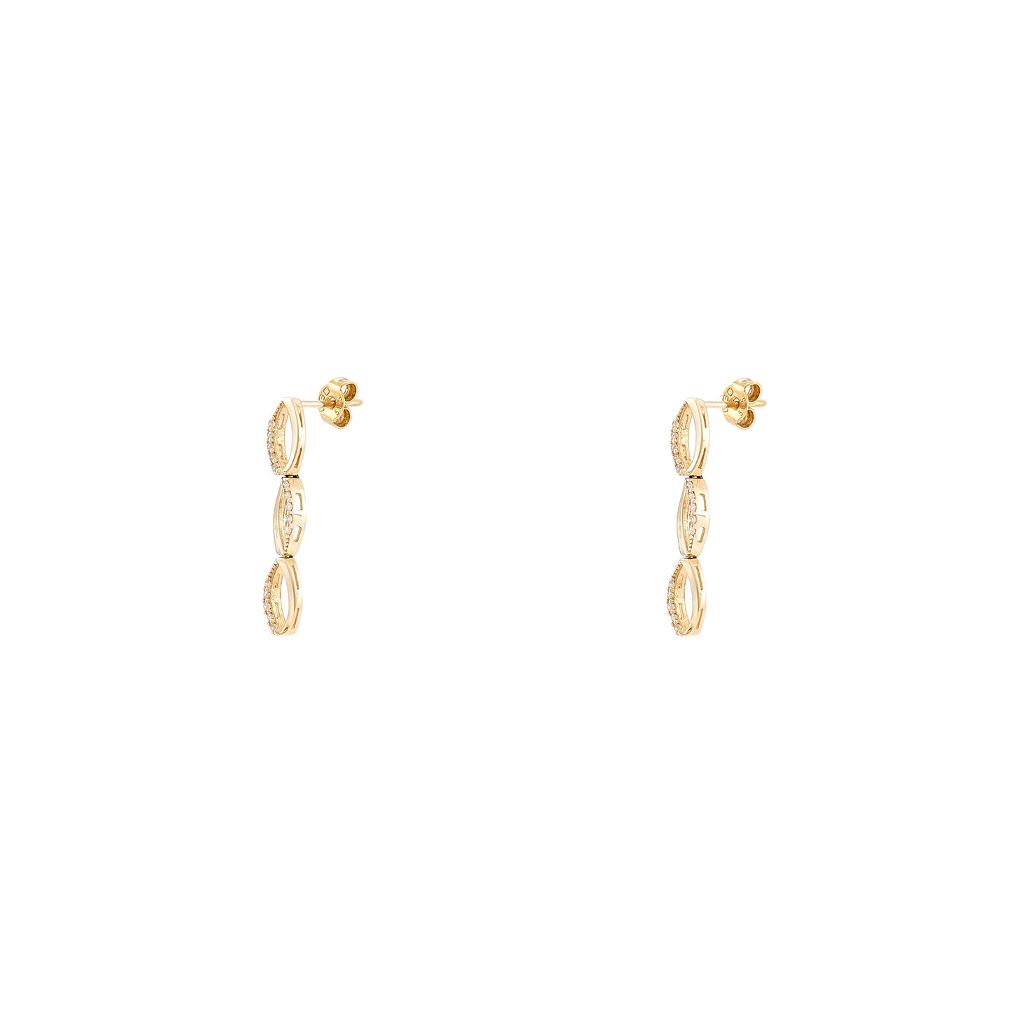 Ohrringe Ohrschmuck Ohrstecker lang Zirkonia Gelbgold 14K 585 Damenschmuck earrings