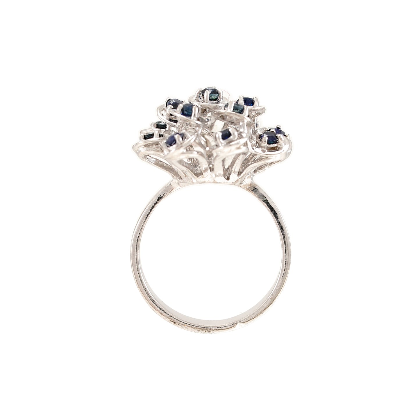 Cocktail ring statement ring sapphire white gold 14K women's jewelry gemstone jewelry