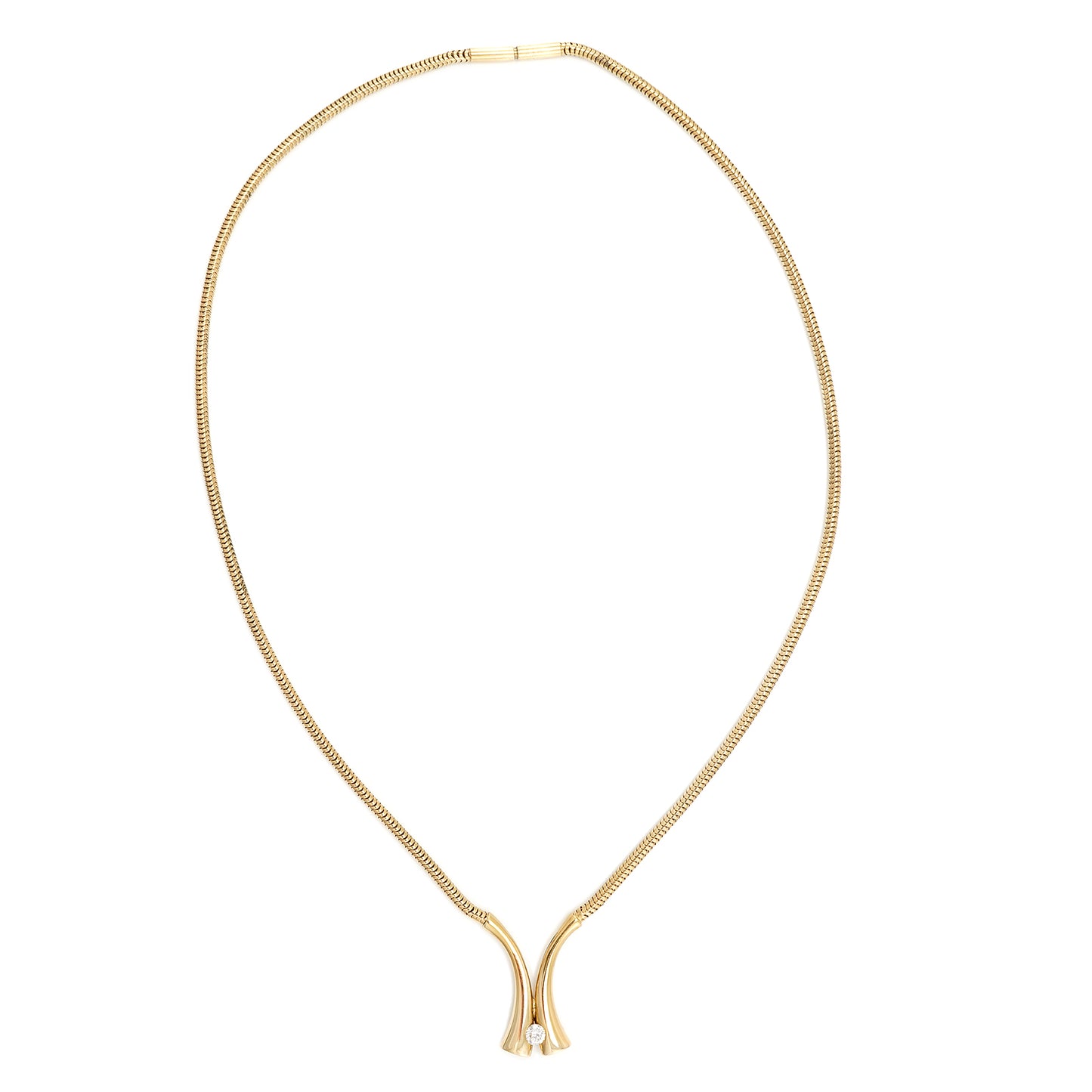 Diamantcollier in Gelbgold 750 18K Damenschmuck Schlangenkette diamond pendant