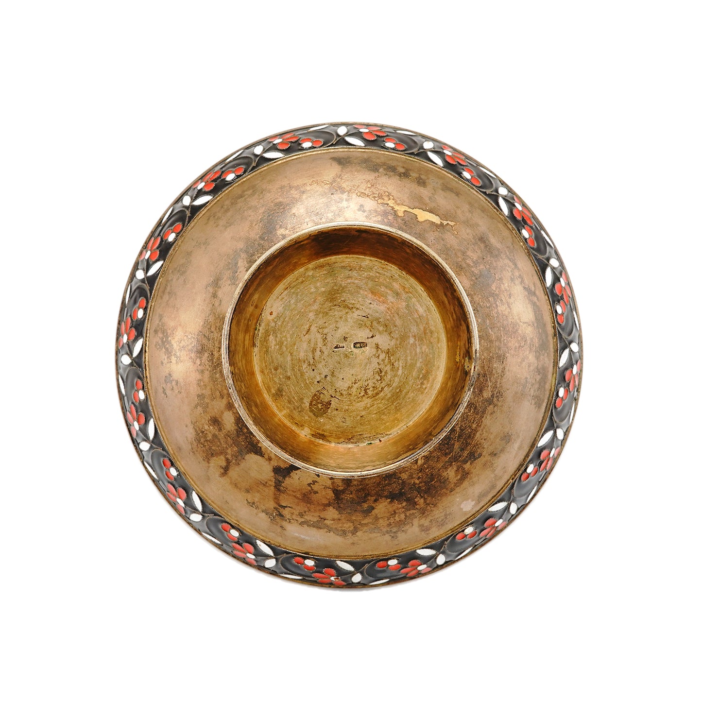 USSR Russian 916 Silver Bowl Gold Plated Enamel Leningrad Jewelery Factory