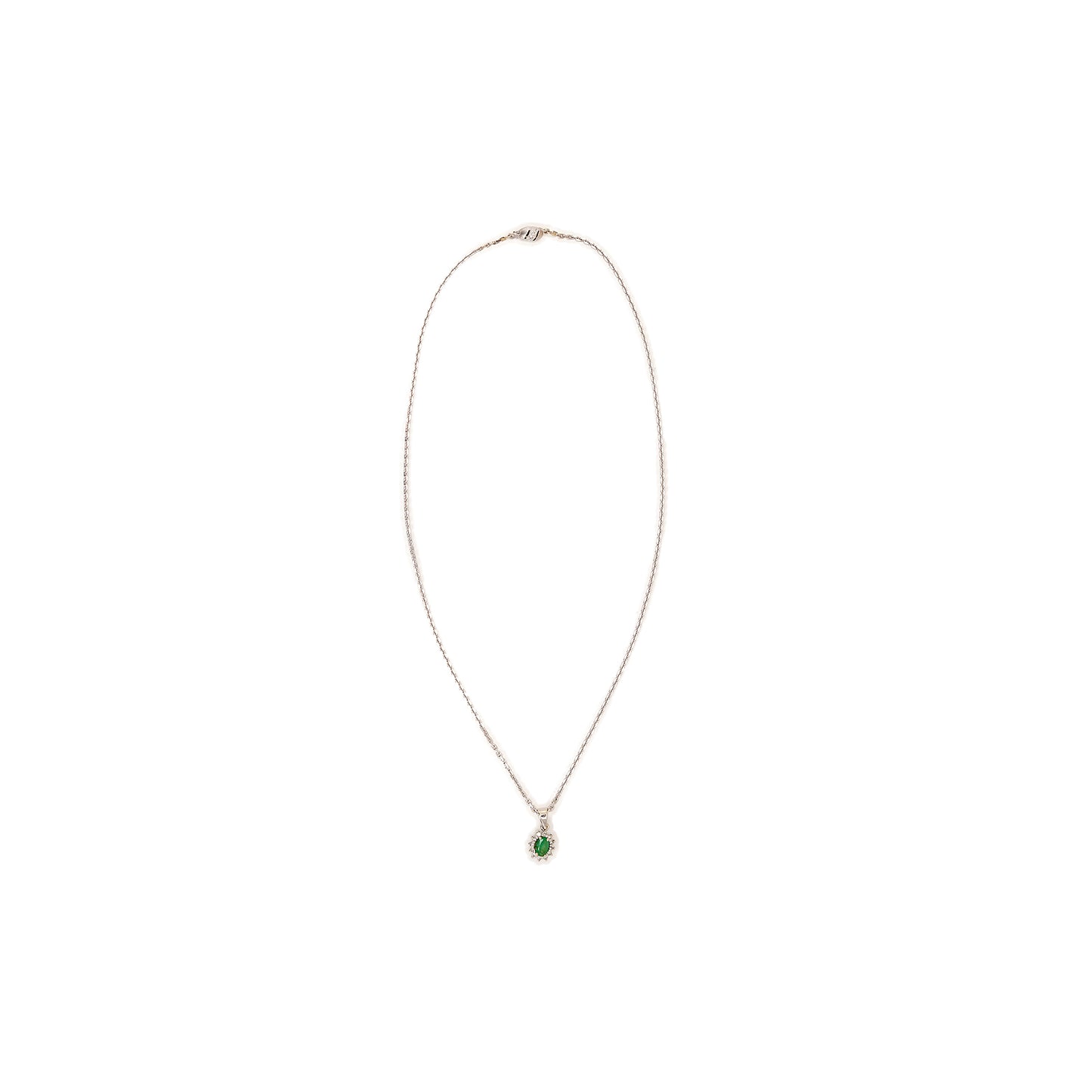 Entourage Anhänger Samargd Diamant Ankerkette Weißgold 14K Damenschmuck Goldkette