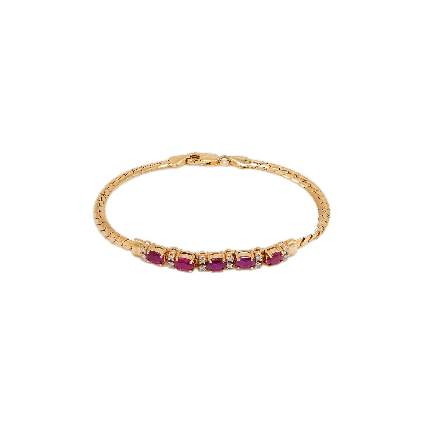 Vintage Edelstein Armband Rubin Diamant Gelbgold
