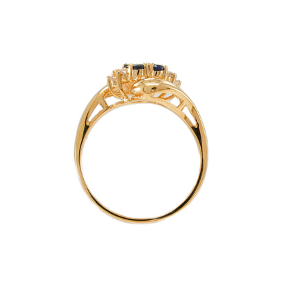 Goldring Diamant Edelstein Ring Saphir Gelbgold 14K Gold 585 Damenring Damenschmuck