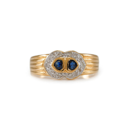 Vintage Ring Spinell Diamant Herz Gelbgold 14K