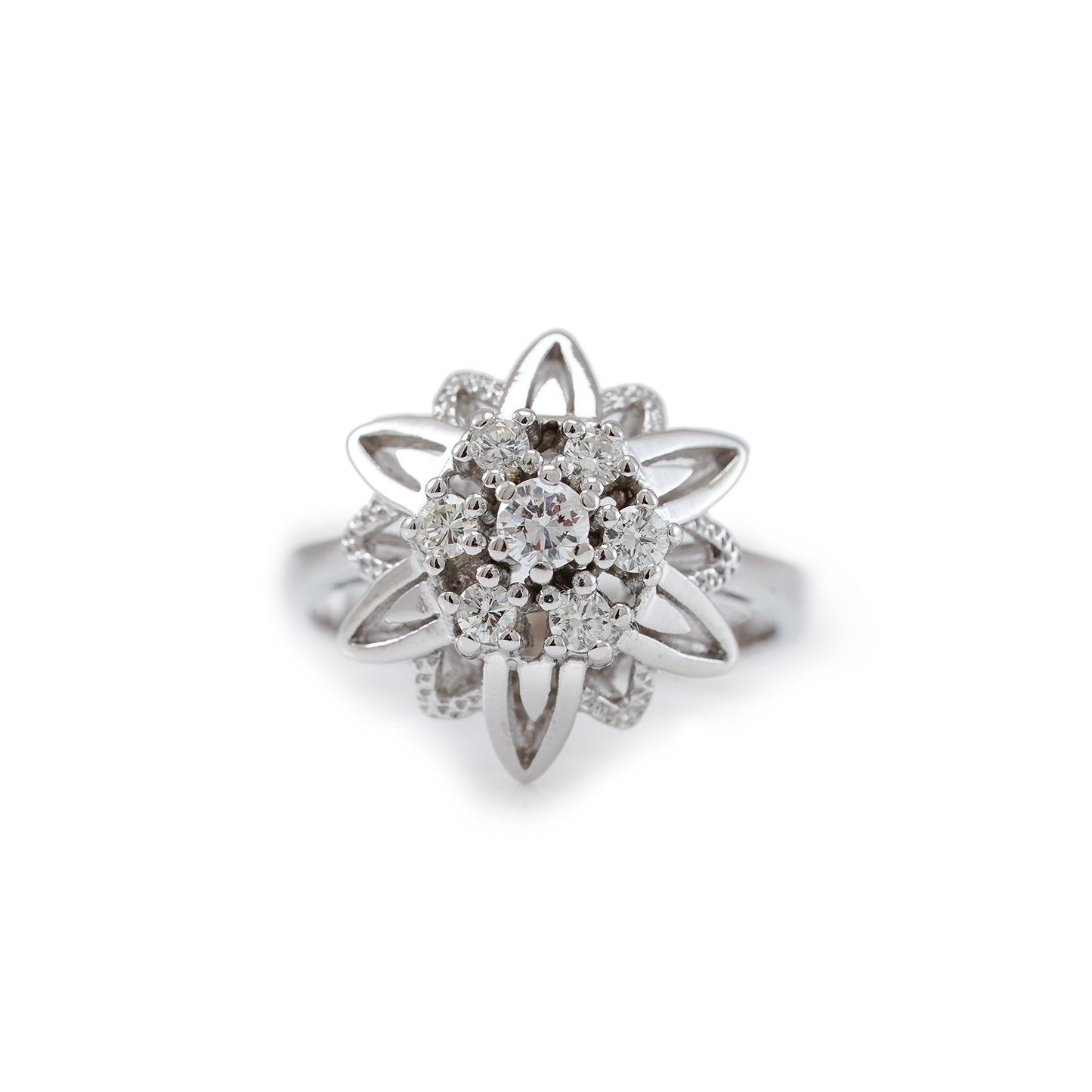 Entourage Vintage Diamant Ring Weißgold Blume 14K Damenschmuck Goldring Damenring