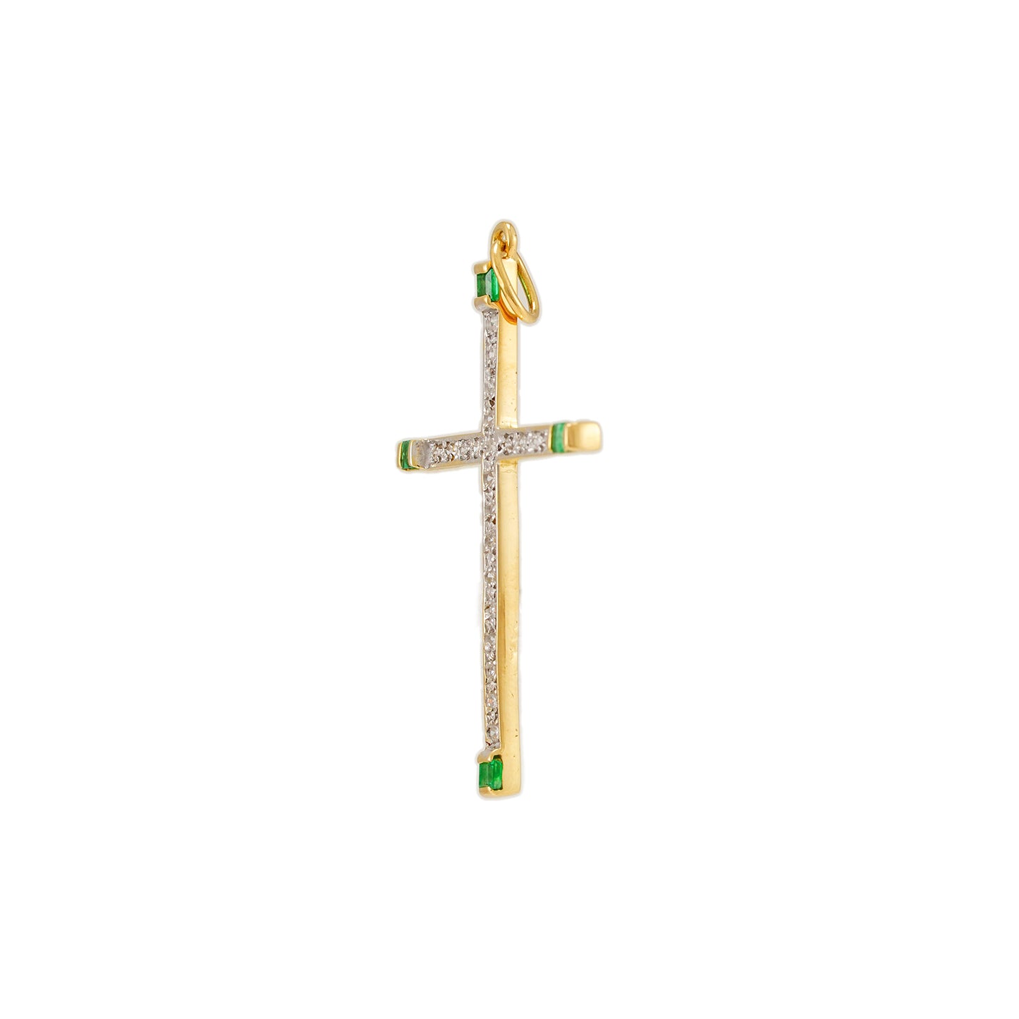 Anhänger Kreuz Gold 750 Diamanten Smaragd