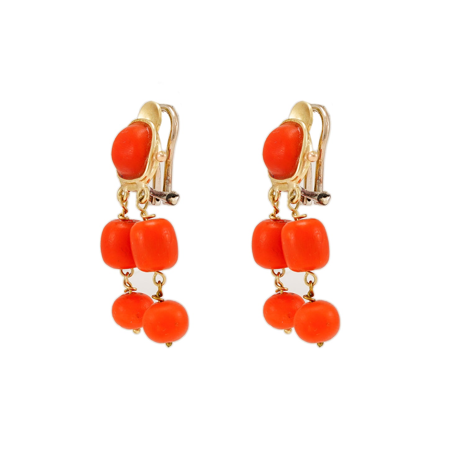 Clips mit Koralle Gold 585
