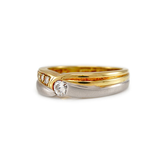 Bicolor Diamant Ring Gelbgold Weißgold 14K Damenschmuck Goldring Damenring