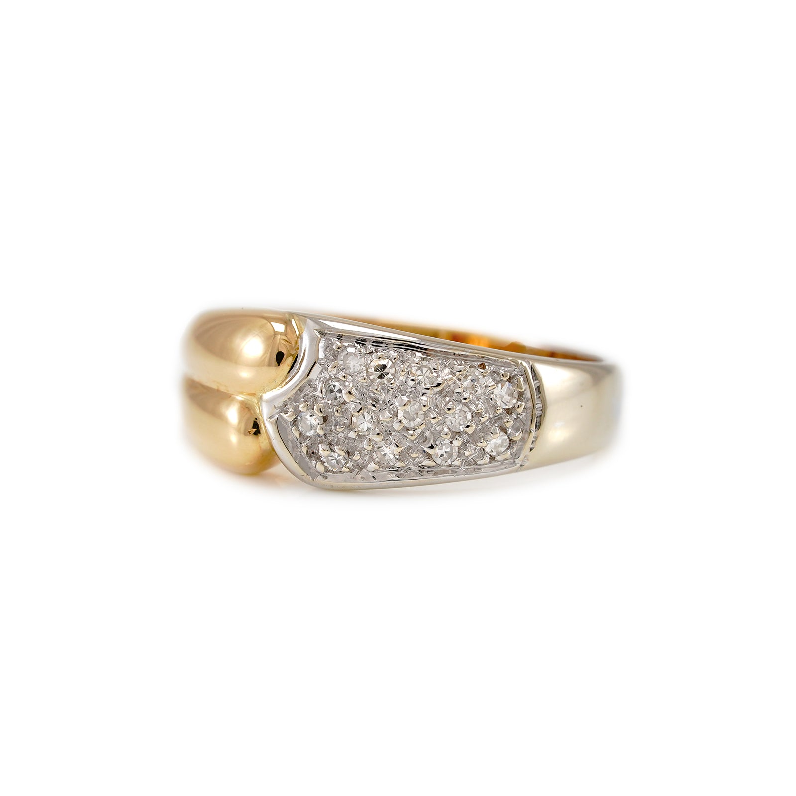 Bicolor Diamant Pave Ring Gelbgold Weißgold 14K Damenschmuck Goldring Damenring