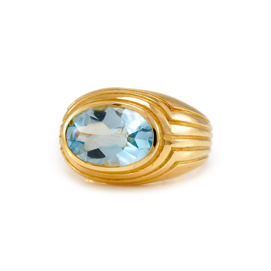 Vintage Goldring Edelstein Blautopas