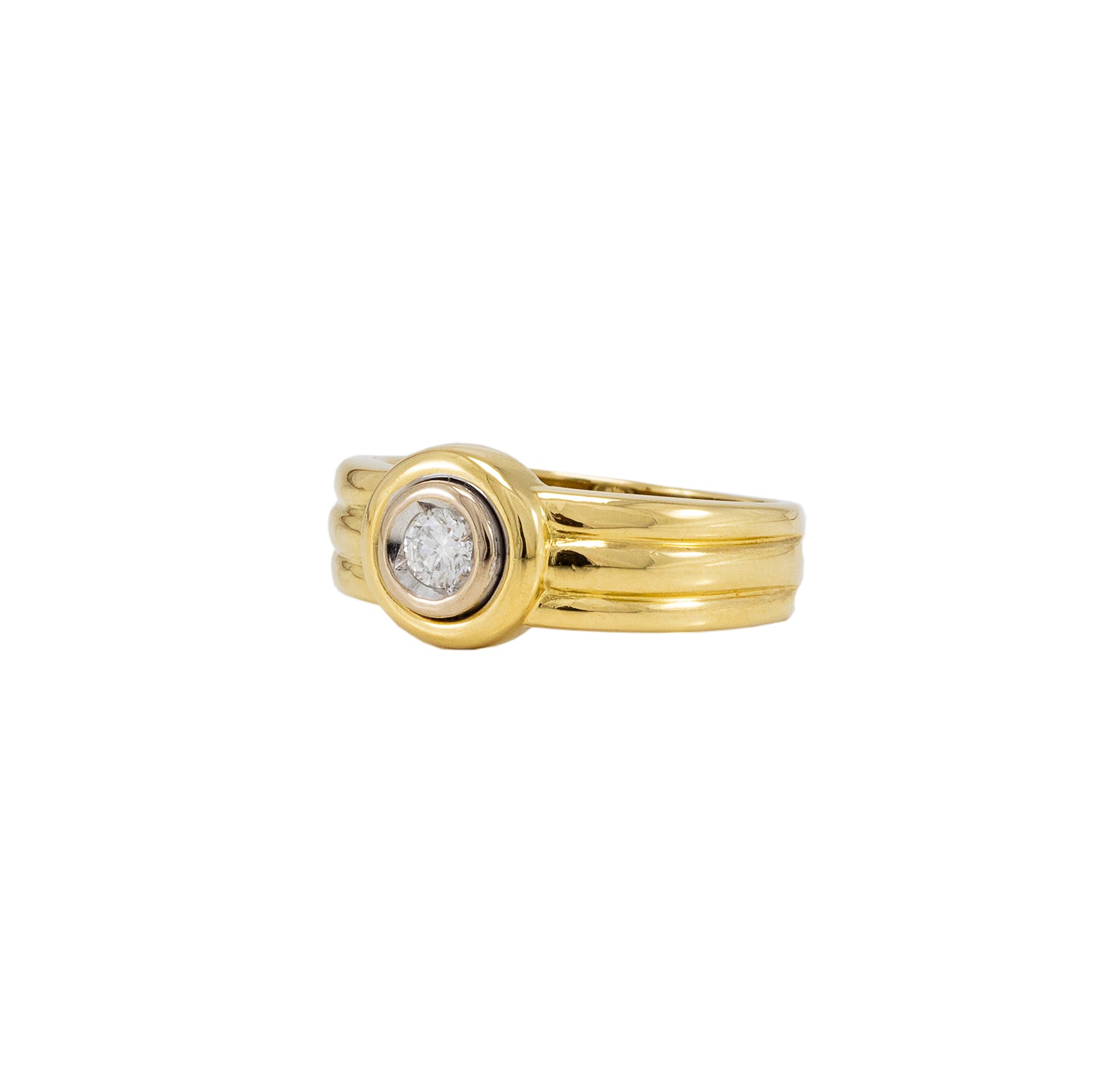 Diamantring aus 18K Gelbgold, eleganter Verlobungsring