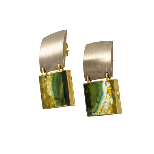 Gemstone studs quartz stud earrings yellow gold 14K palladium 500 women's jewelry gold earrings 