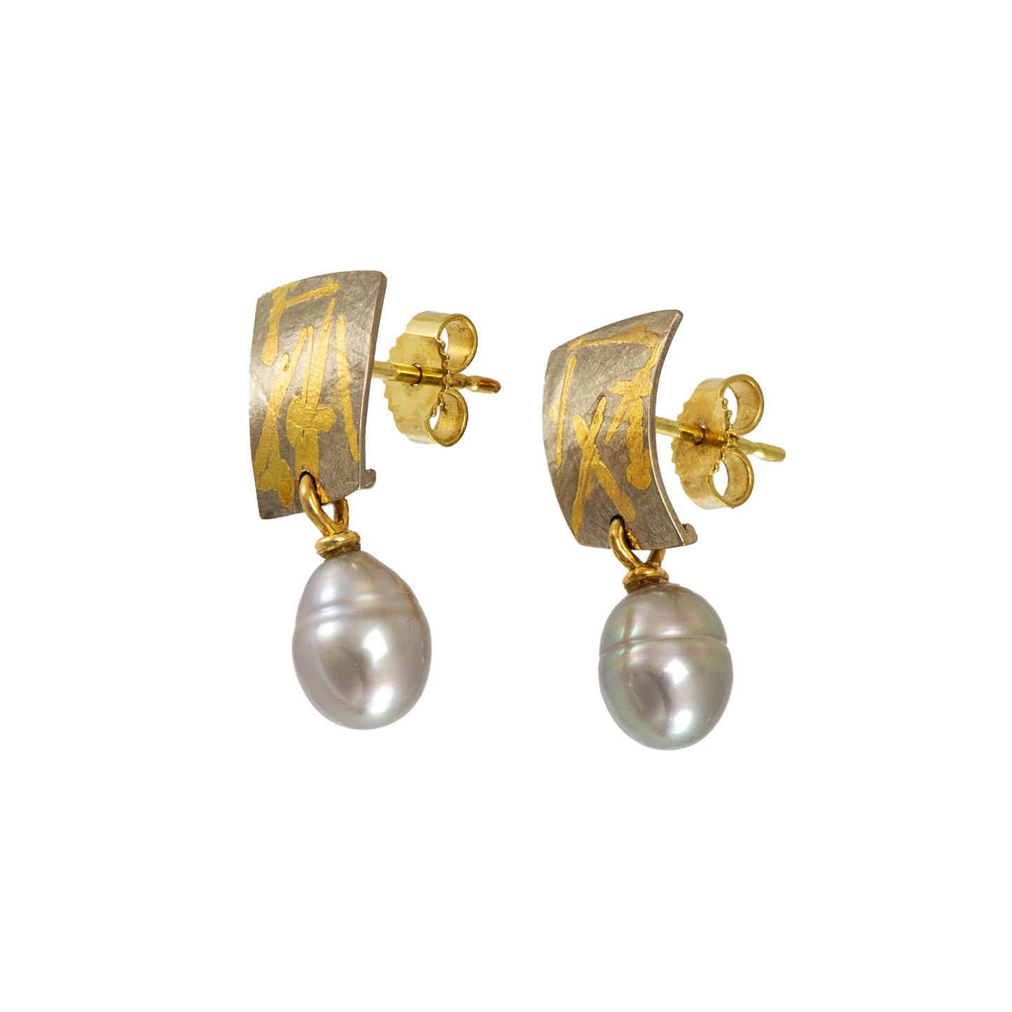 Stud earrings cultured pearl yellow gold white gold 585 14K women's jewelry gold earrings 