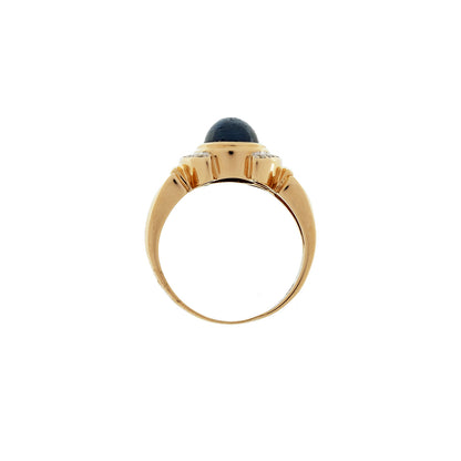 Gemstone ring sapphire diamond yellow gold 14K women's jewelry gold ring gemstone ring