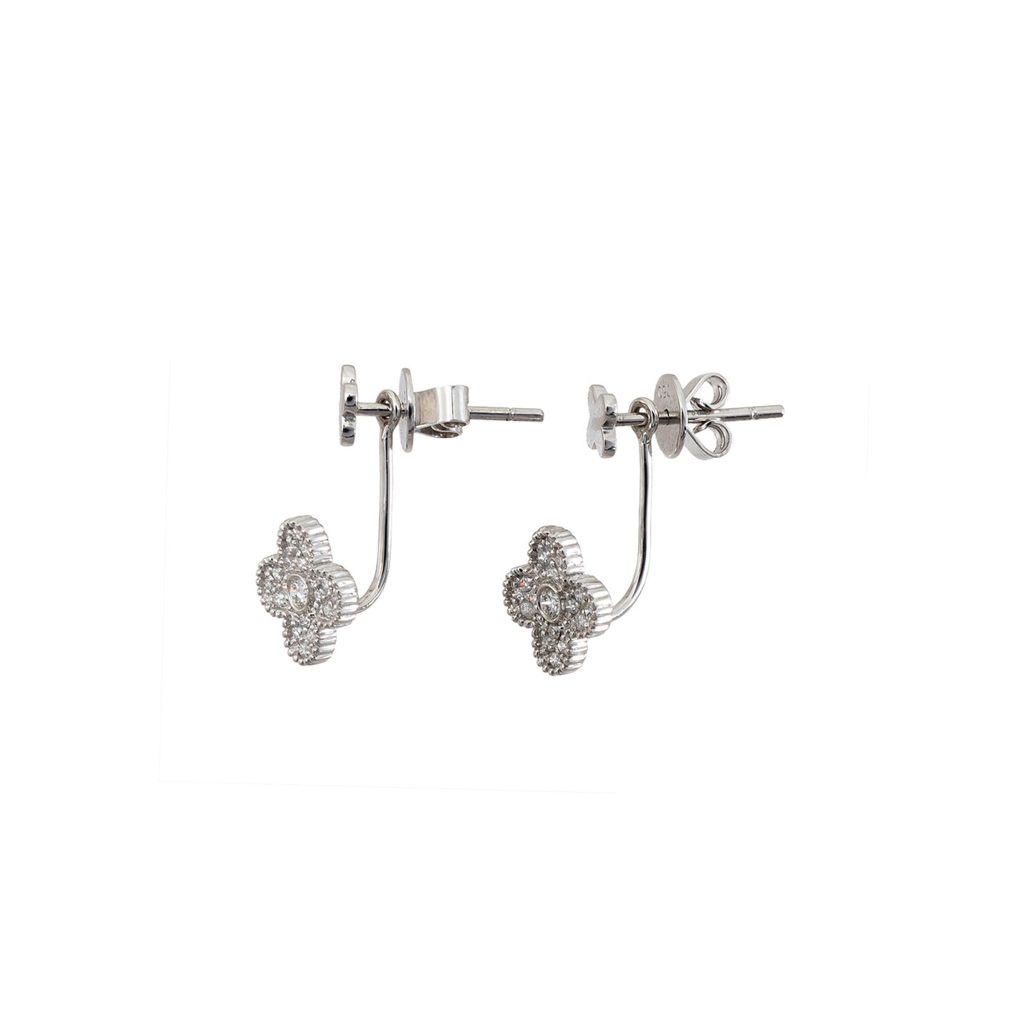 Diamond Earrings Transformer White Gold 18K Stud Earrings Women's Jewelry Gold Earrings