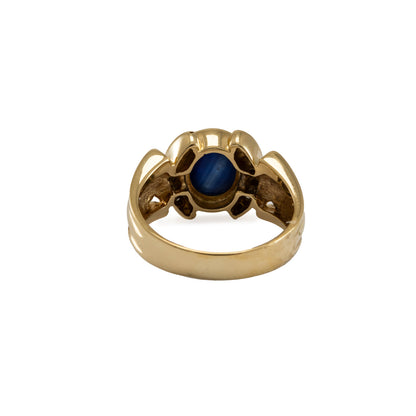 Gemstone ring sapphire diamond yellow gold 14K women's jewelry gold ring gemstone ring