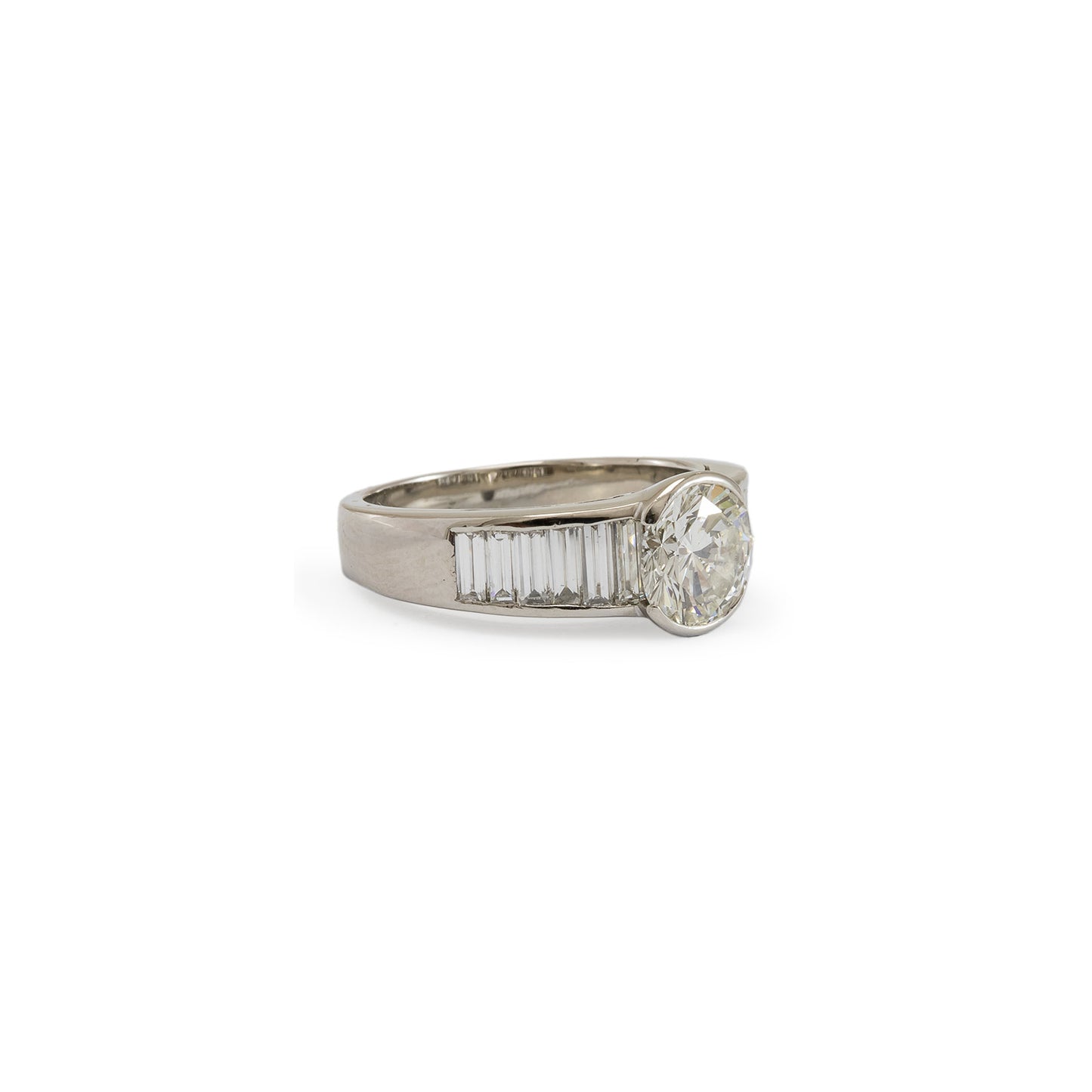 eleganter Platin Ring Verlobungsring Brillant Baguett Platin 950 Platinschmuck Damenring