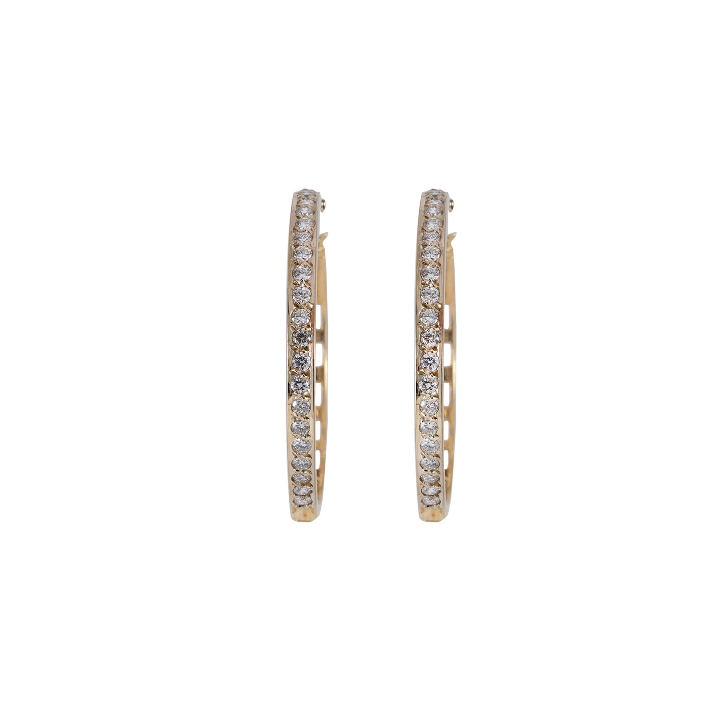 Diamond hoop earrings bail 29mm yellow gold white gold 14K women's jewelry diamond earrings