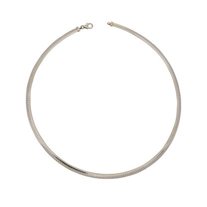 Bicolor necklace yellow gold white gold circlet on both sides 14K women's jewelry gold chain 