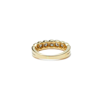 Half memory diamond ring yellow gold 14K 585 women's jewelry women's ring gold ring 