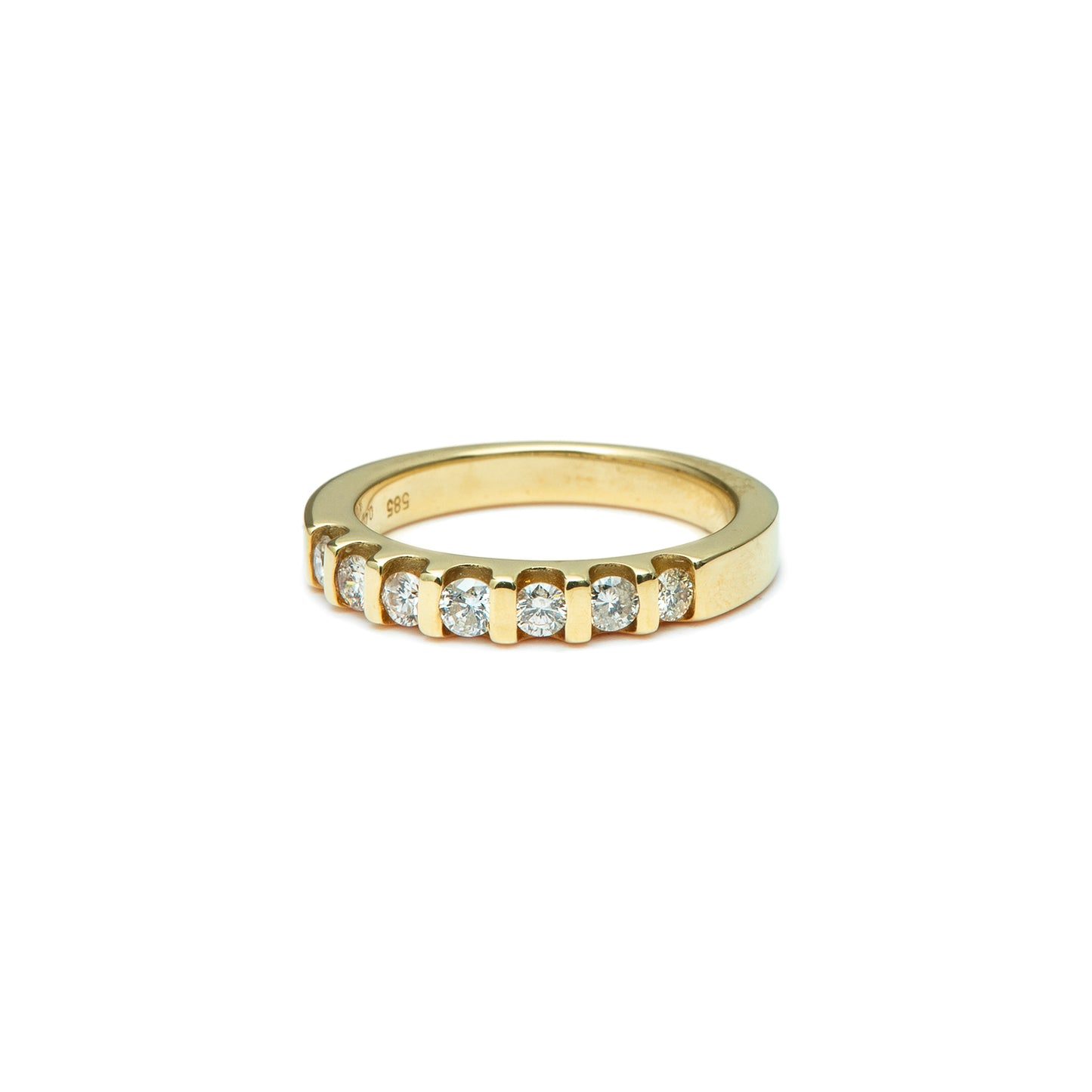 Half memory diamond ring yellow gold 14K 585 women's jewelry women's ring gold ring 