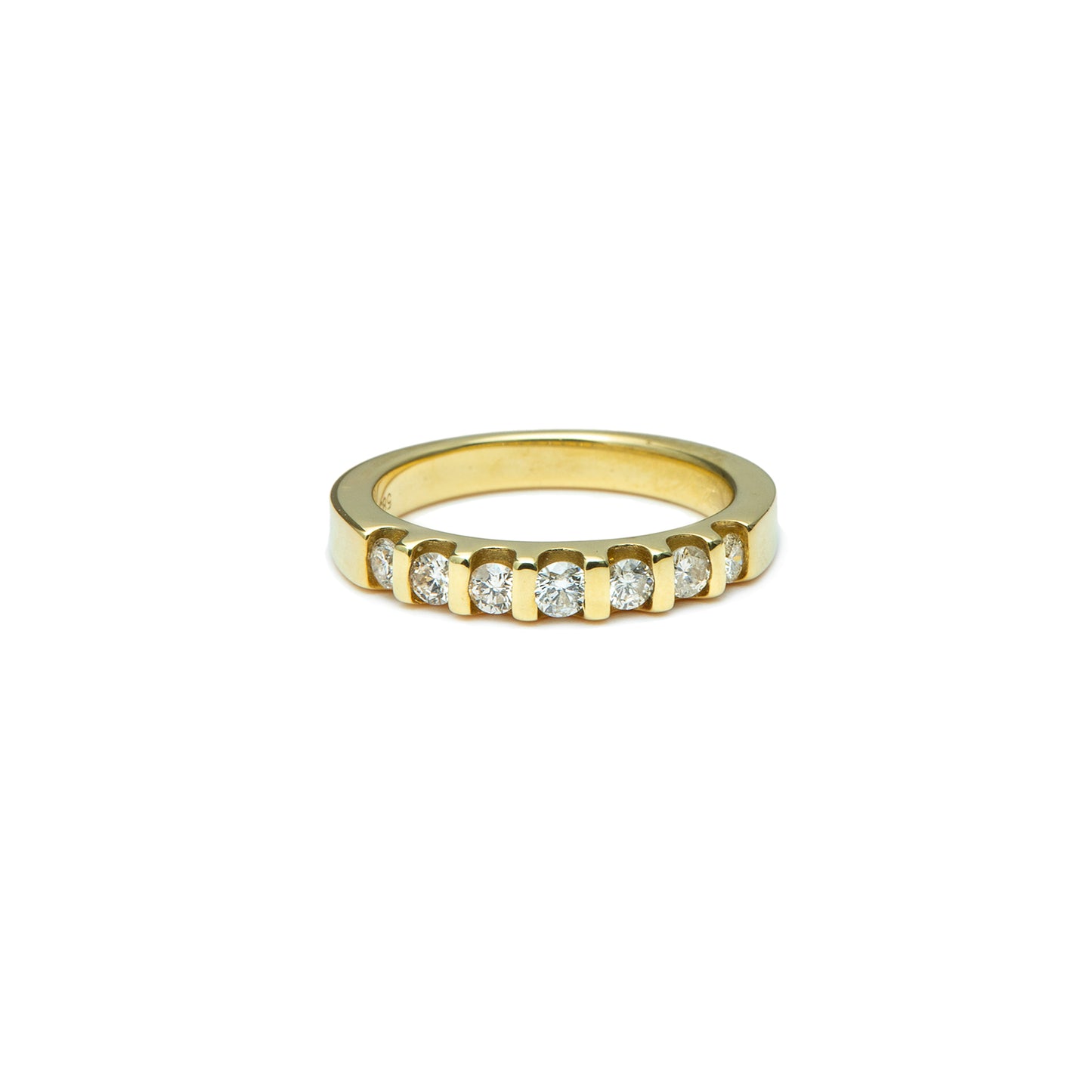 Half memory diamond ring yellow gold 14K 585 women's jewelry women's ring gold ring 