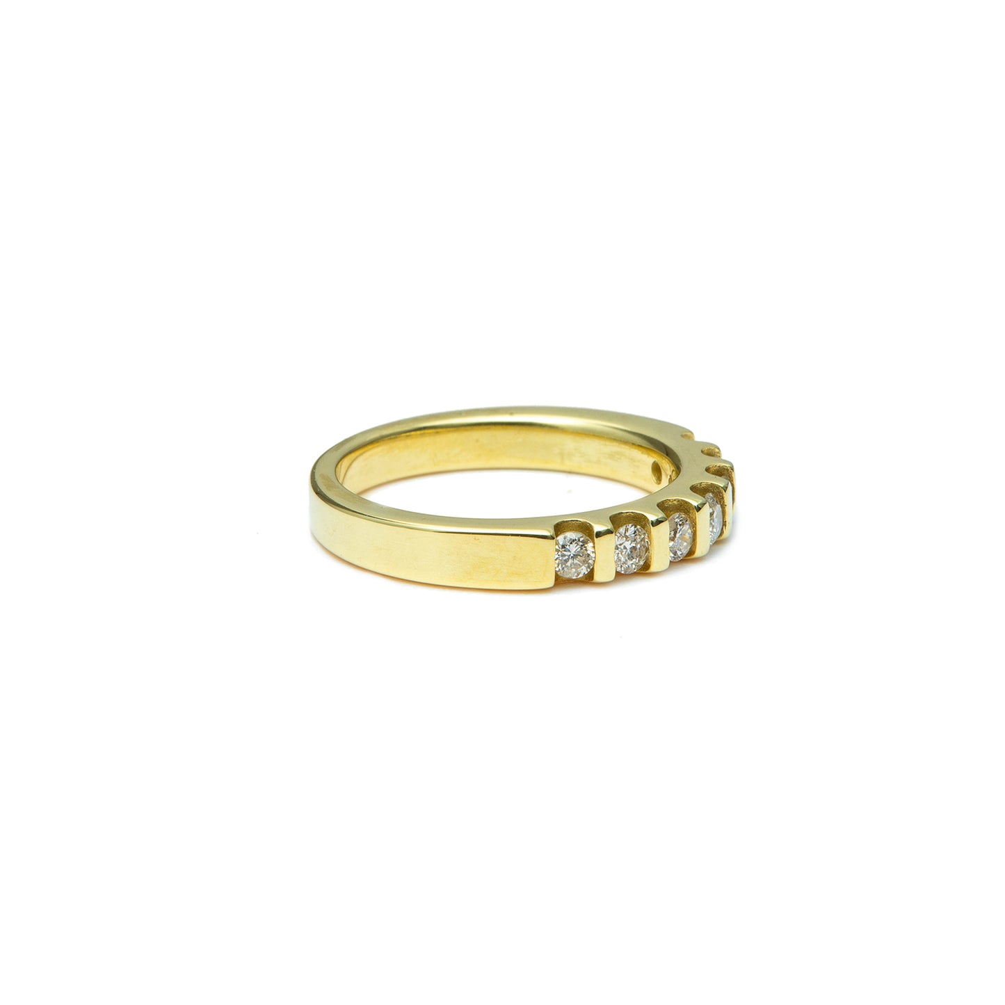 Half memory diamond ring yellow gold 14K 585 women's jewelry women's ring gold ring 