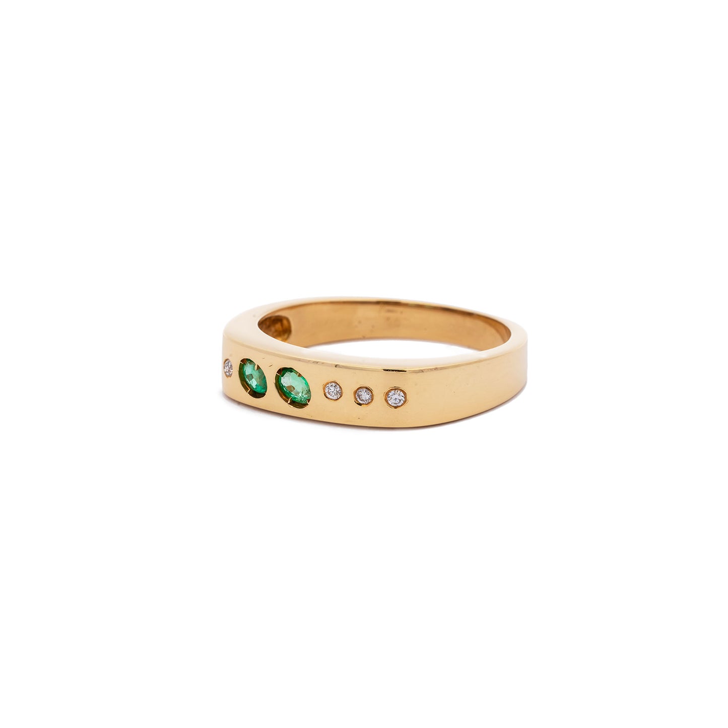 Vintage-Ring mit eckigem Smaragd und Diamanten aus 14K Weißgold, exklusiver Goldring für Damen