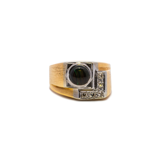 Vintage Mondstein Diamant Ring Gelbgold 14K 585 Damenring Herrenring Edelsteinring