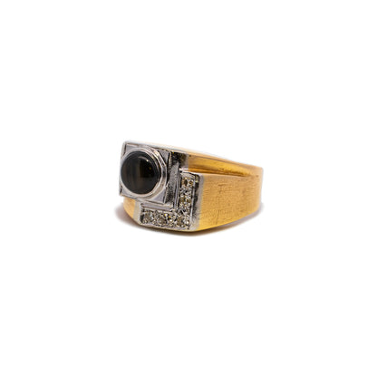 Vintage moonstone diamond ring yellow gold 14K 585 women's ring men's ring gemstone ring