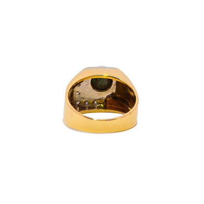 Vintage moonstone diamond ring yellow gold 14K 585 women's ring men's ring gemstone ring