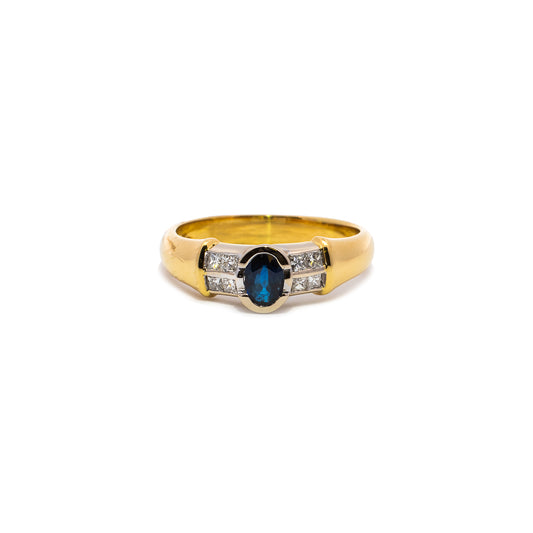 Edelsteinring Saphir Diamant Gelbgold 18K 750 Damenschmuck Goldring gemstone ring