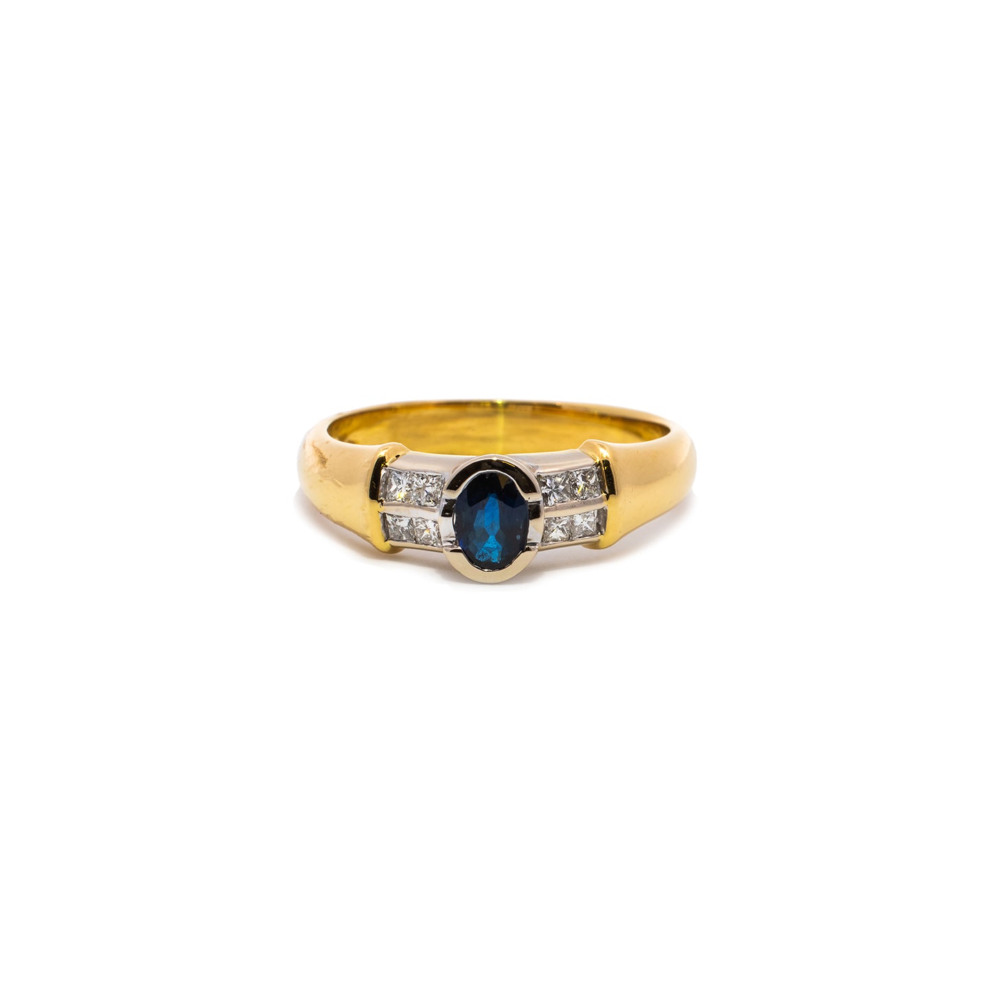 Gemstone ring sapphire diamond yellow gold 14K women's jewelry gold ring gemstone ring